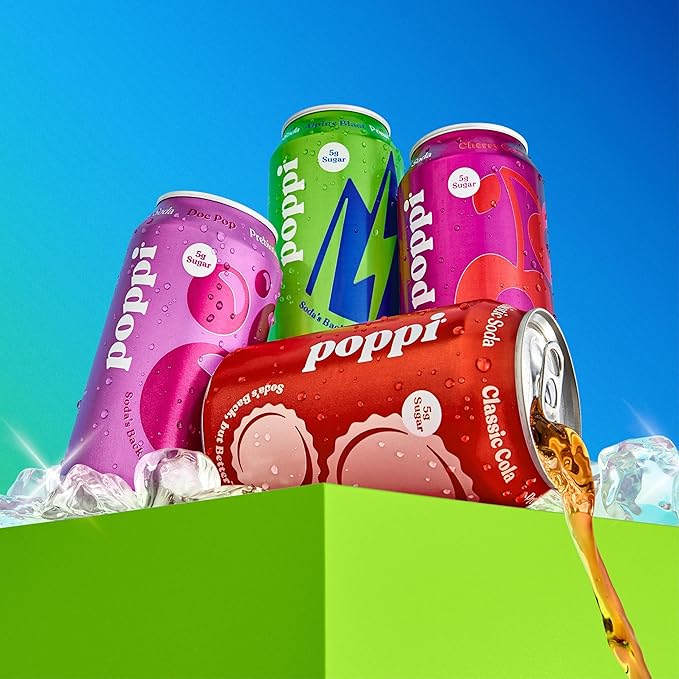 Poppi Sparkling Prebiotic Soda Beverage with Apple Cider Vinegar Seltzer Water and Fruit Juice Soda Staples Variety Pack 12 FL Oz Pack of 12 Packaging May Vary