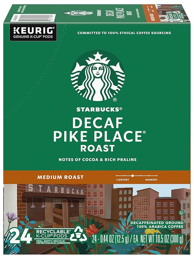 Starbucks Pike Place Decaffeinated Coffee Single-Serve K-Cup 24 Count