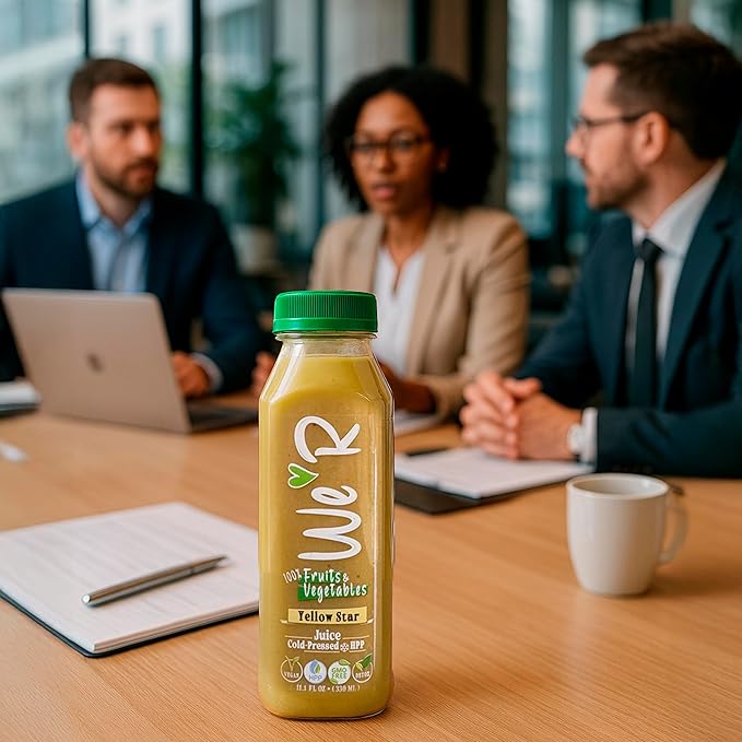 WE’R Yellow Star – 100% Fruits &amp Vegetables Juice – Orange banana pear avocado peach lemon – Cold-Pressed &amp HPP – 10 Pack – 11.2 fl oz Each (330 ml) – Nothing Added! Vegan GMO-Free Not