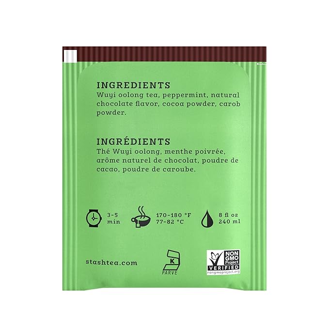 Stash Tea Chocolate Mint Wuyi Oolong Tea - Caffeinated Non-GMO Project Verified Premium Tea with No Artificial Ingredients 18 Count (Pack of 6) - 108 Bags Total