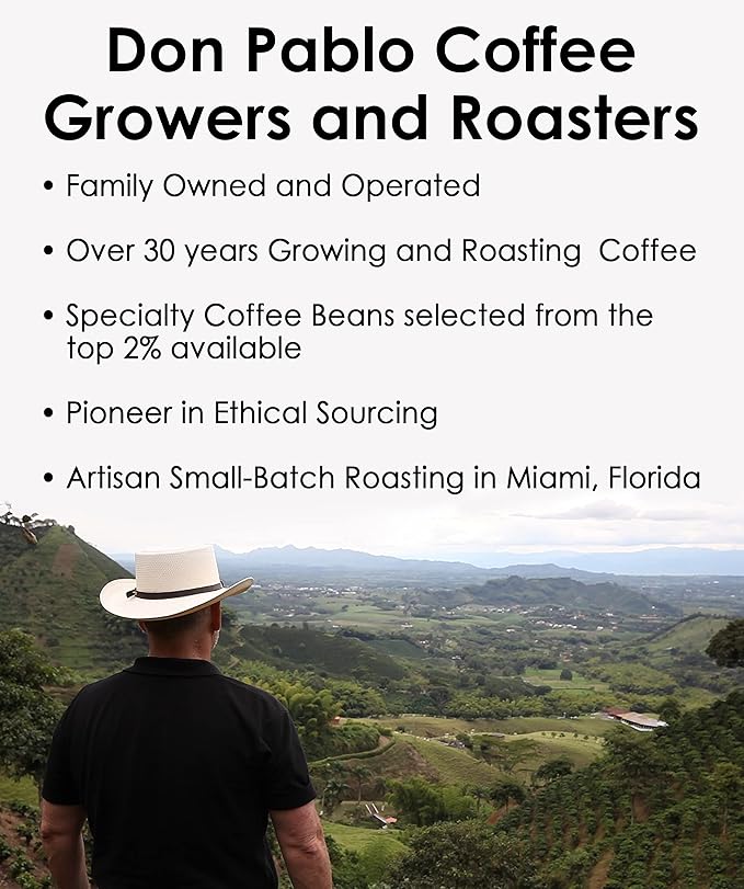 Don Pablo Gourmet Coffee - Café Cubano - Dark Roast - Whole Bean Coffee - 100% Arabica Beans - Low Acidity and Non-GMO - 2lb bag