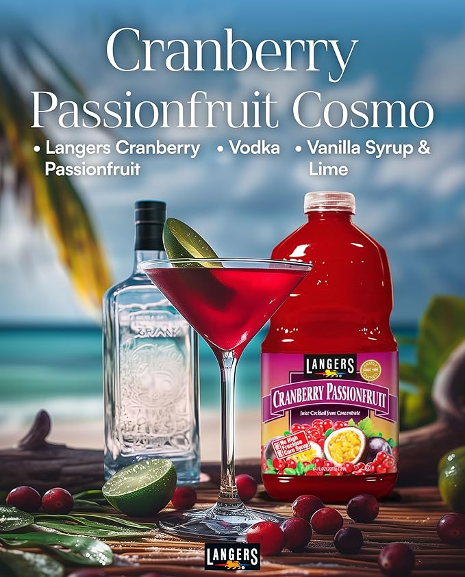 Langers Cranberry Passionfruit Juice Cocktail 64 Fl Oz (Pack of 8)