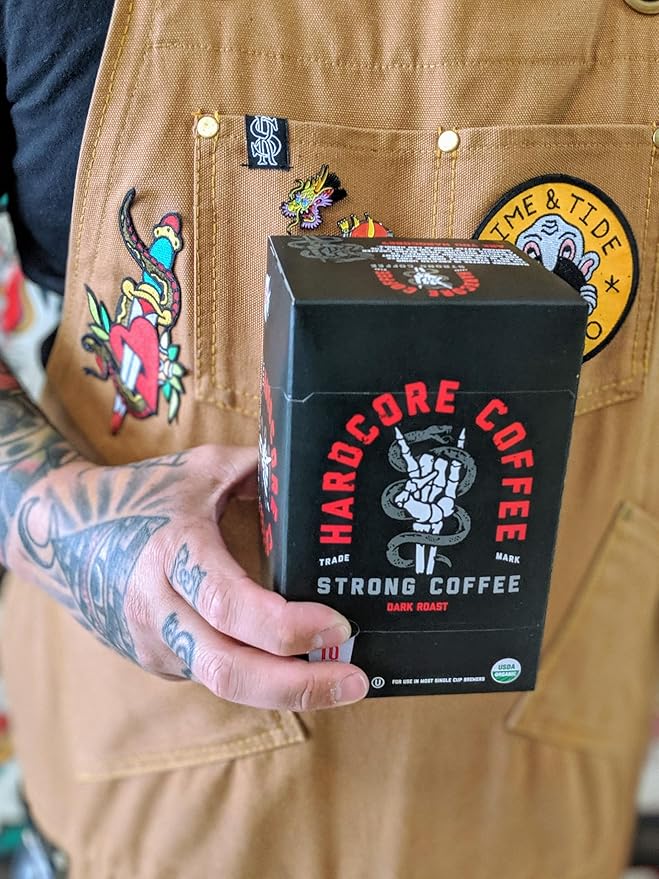 Hardcore Coffee Single Serve Coffee Pods for Keurig K Cup Brewers High Caffeine Strong Roast 30 Count
