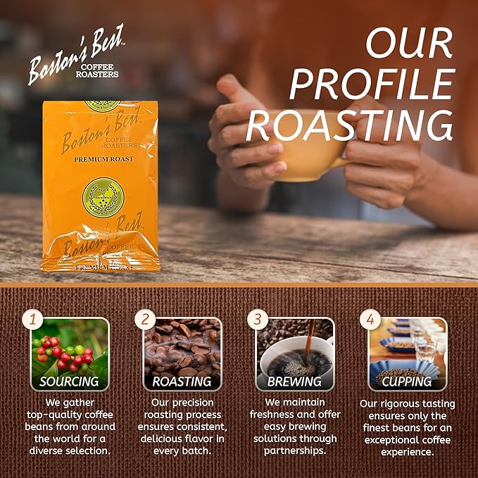 Boston’s Best - In-Room Premium Roast Regular Ground Coffee Filter Portion Packets Brewed Drinks Pack of 200 (.664 oz. per packet) Use with 4-Cup Drip Coffee Machine