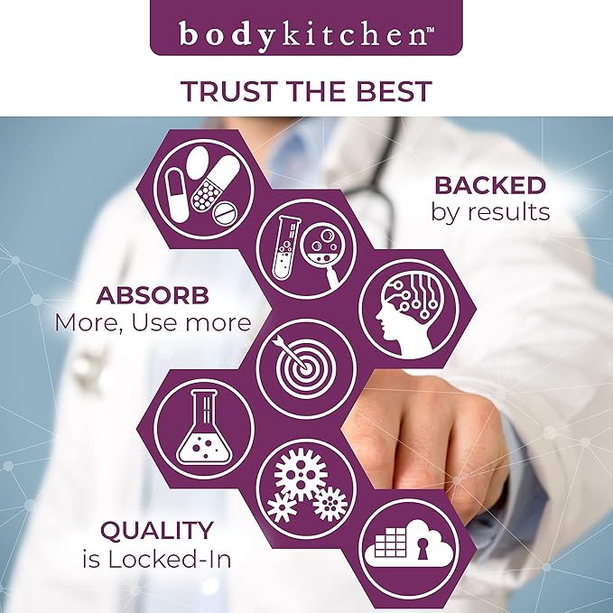 Body Kitchen Pro-Elastin 1000 mg Elastin Supplement Help Reduce Signs of Aging Improved Skin Health Firmness &amp Elasticity Fewer Wrinkles Veggie Caps (Pack of 1)