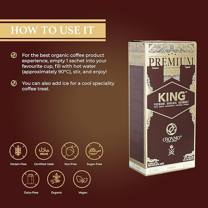 ORGANO King of Coffee 100% Certified Ganoderma Lucidum (25 Sachets)