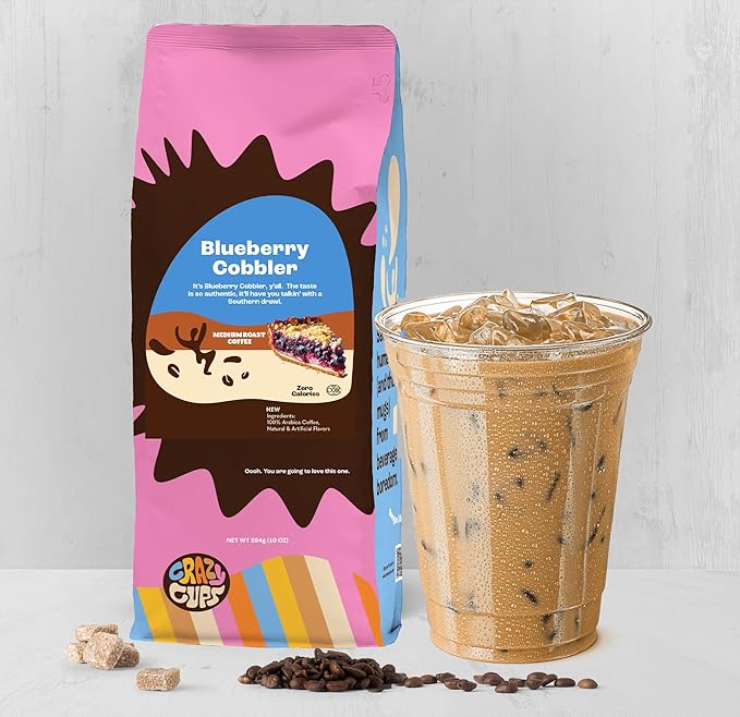 Crazy Cups Flavored Ground Blueberry Coffee Blueberry Cobbler For Brewing Flavored Hot or Iced Coffee 3 Pack