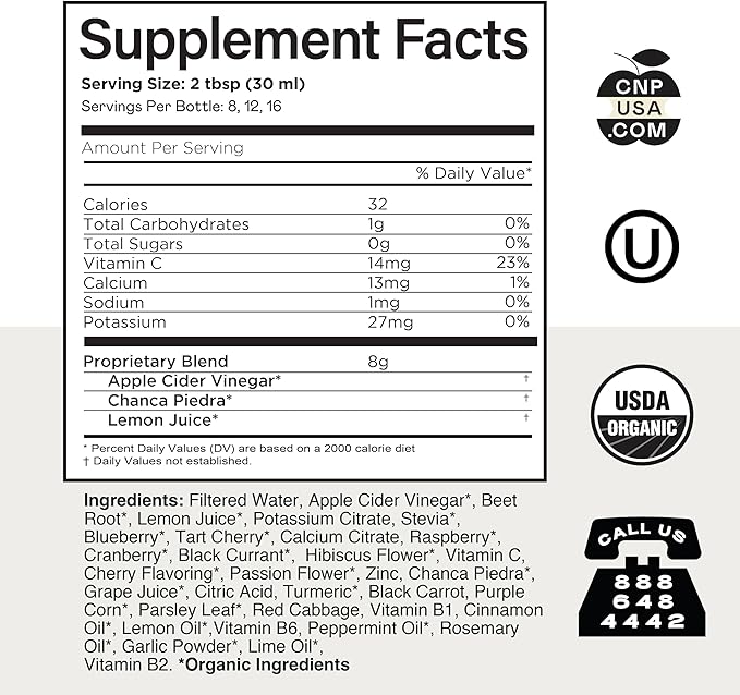 Complete Natural Products Kidney Complete - 16oz Liquid Dietary Supplement for Kidney Support Cleanse and Detox with Apple Cider Vinegar Lemon &amp Organic Chanca Piedra.