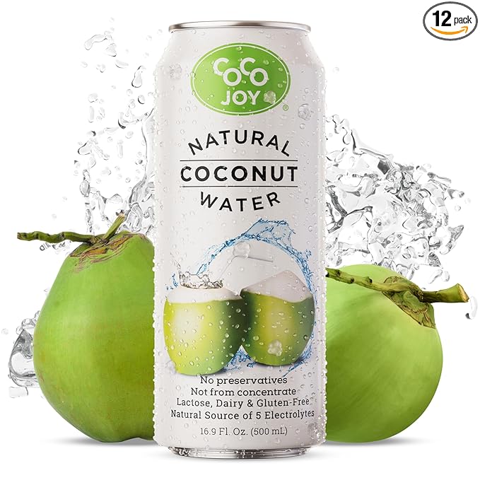 CoCo Joy Natural Coconut Water Low-Calorie High-Calcium Nutrient-Rich Drink 12 pack