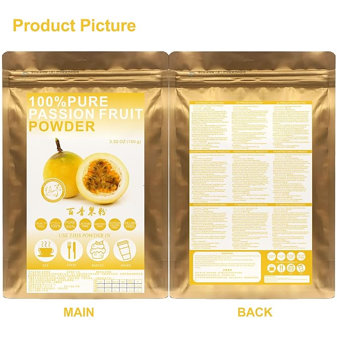 百香果粉Plant Gift 100% Pure Passion Fruit Powder 百香果 Natural Meal PowderNatural Passion Fruit Juice | No Fillers | Non GMO | 100G