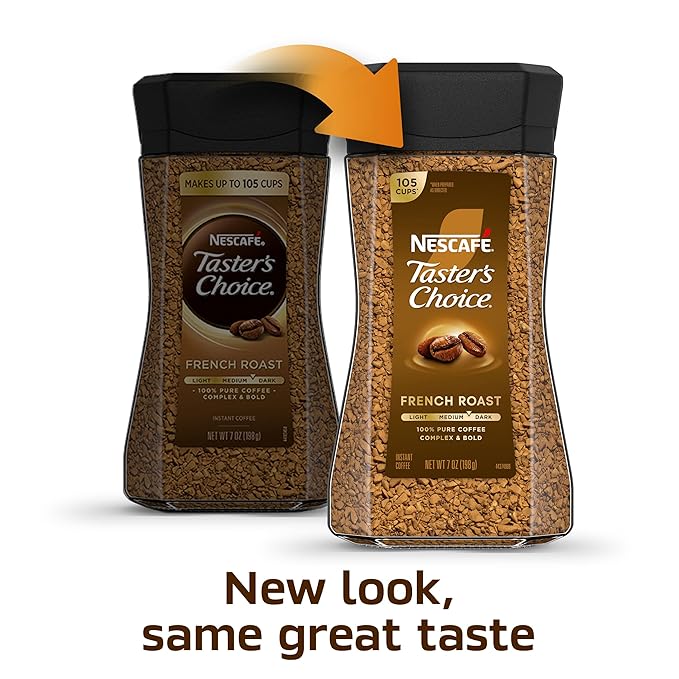 NESCAFÉ Taster's Choice Instant Coffee Dark Roast Coffee French Roast 2 Jars (7 Oz Each)