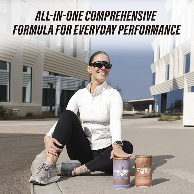 CAFFEINE ARMY ChocoVanilla | Comprehensive Functional Coffee with MCTs CoQ10 Collagen and Adaptogens: Clean Energy + Supports Daily Attention No Jitters or Crash (7.8 oz 22 Servings)