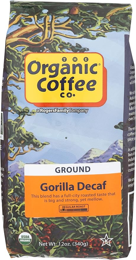 Organic Coffee Co. Gorilla Decaf Ground Coffee USDA Certified Organic 12 Oz (Pack of 1)