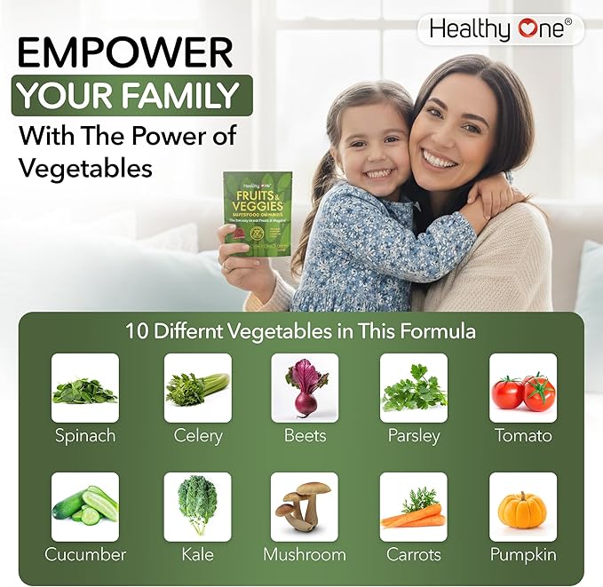 Fruits &amp Veggies Sugar-Free Gummies - 27 Whole Foods - Equals 3 Servings of Fruits &amp Vegetables - Improve Energy Focus &amp Immune Function - Fiber - Antioxidants - Organic Ingredients - 14