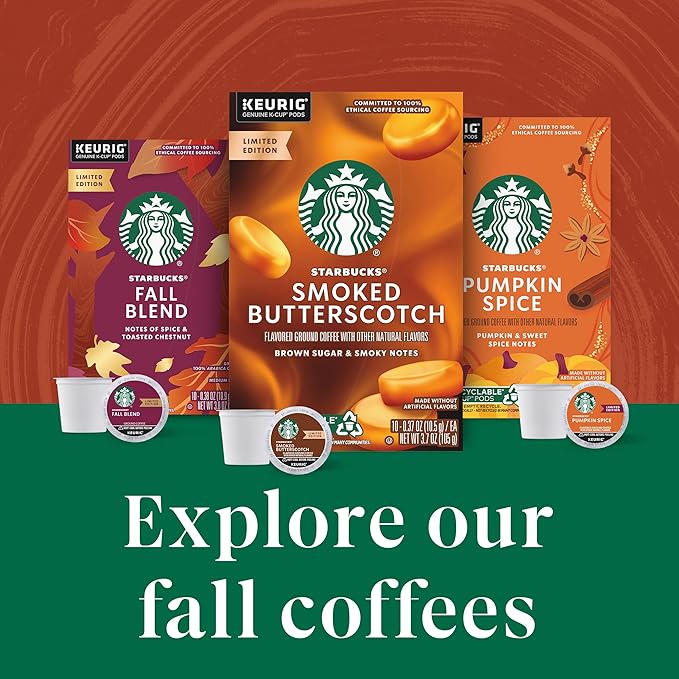 Starbucks K-Cup Coffee Pods Pumpkin Spice Naturally Flavored Coffee for Keurig Brewers 100% Arabica Limited Edition 6 Boxes (60 Pods Total)