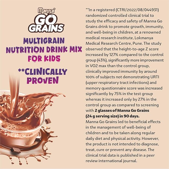 Manna Go Grains - Multigrain Instant Drink Mix - 400g Pack (Chocolate Flavour)
