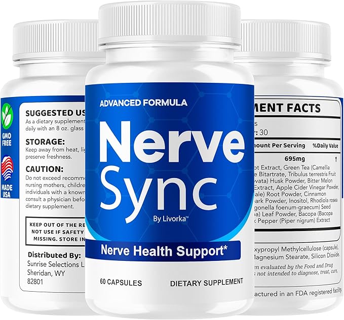 Nerve Sync Capsules - Official NerveSync Advanced Nerve Health Supplement Pills - Maximum Strenght Natural Nerve Sync for Wellness &amp Health Support Pills Reviews 60 Capsules for 1 Month