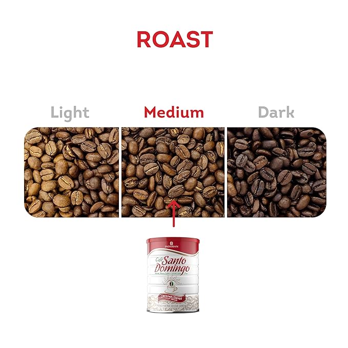 Café Santo Domingo 10 oz Can Ground Coffee Medium Roast - Product from the Dominican Republic (Pack of 4)