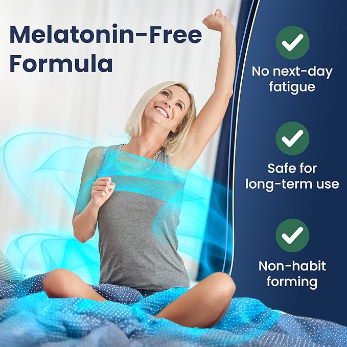 Deep Sleep Formula Natural Sleep Aid Without Melatonin Magnesium Bisglycinate L. Theanine Inositol Sleep Pills for Adults 60 Vegan Capsules