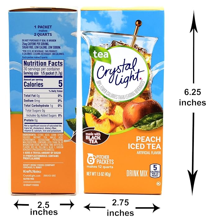 Crystal Light Peach Iced Tea Drink Mix 12-Quart Canister (Pack of 8)