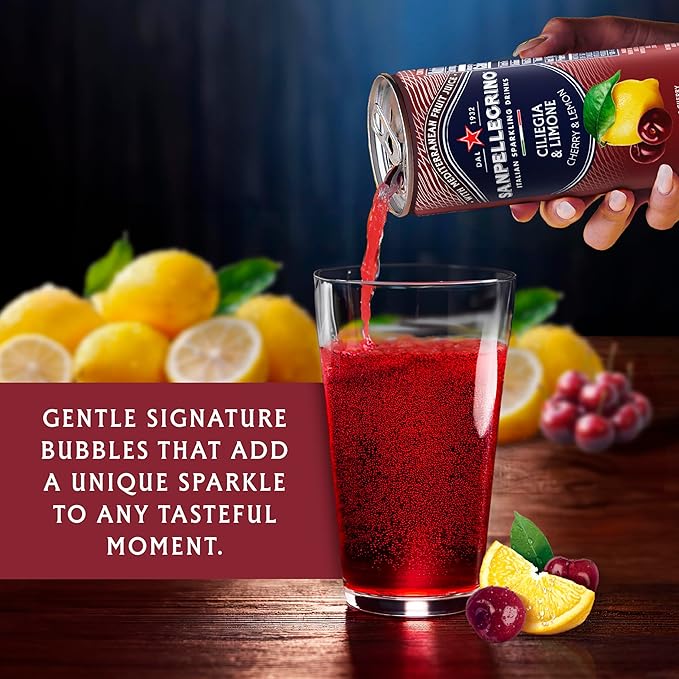 Sanpellegrino Italian Sparkling Drink Ciliegia and Limone Sparkling Cherry and Lemon Beverage 24 Pack