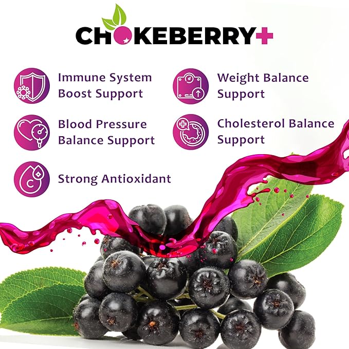 Chokeberry+ Raw Aronia Juice - Rich in Antioxidant &amp 100% Organic Berry Concentrate - Vegan Gluten-Free No Sugar Added - First-Press Mother Juice - 1 x 500ml (16.9oz)