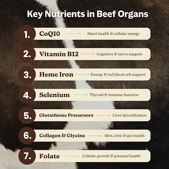 MK Supplements Grass Fed Beef Organ Supplement Supports Whole Body Wellness Nature Identical Blend of Liver Heart Spleen Kidneys Pancreas Freeze-Dried Non-GMO 45 Servings (3000 mg Each)