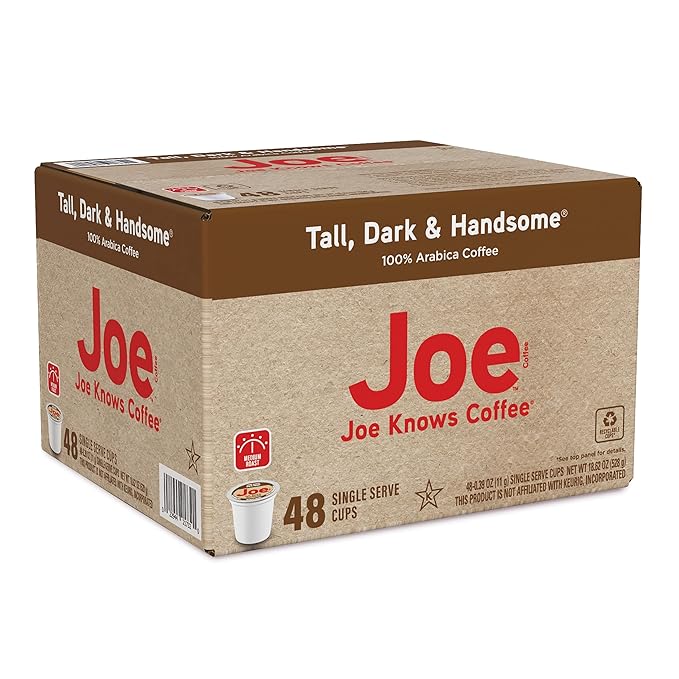 Joe Knows Coffee Single Serve Cups Pods and Capsules Tall Dark and Handsome 48 Count
