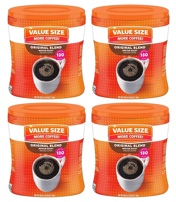 Dunkn Donut 40 oz Coffee Grounds Medium Roast Original Blend 130 Servings (4 (40 oz))