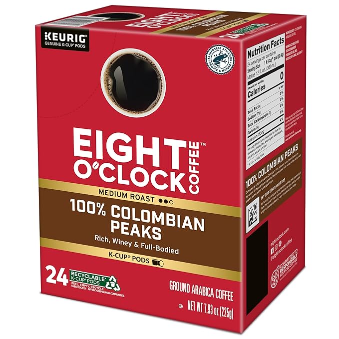 Eight O'Clock Coffee Colombian Peaks Single-Serve Keurig K-Cup Pods Medium Roast Coffee Pods 96 Count