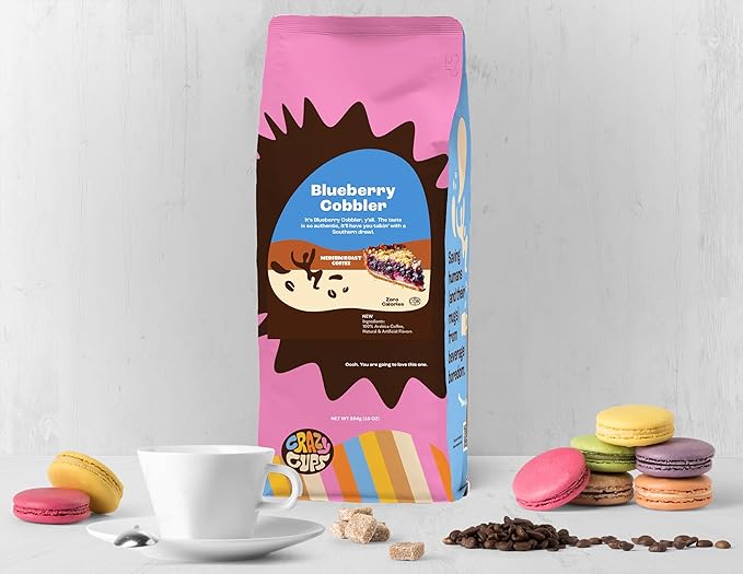 Crazy Cups Flavored Ground Blueberry Coffee Blueberry Cobbler For Brewing Flavored Hot or Iced Coffee 3 Pack