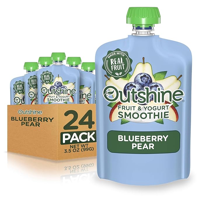 Outshine Fruit &amp Yogurt Smoothie Blueberry Pear 24-Pack of 3.5oz Fruit &amp Yogurt Pouches