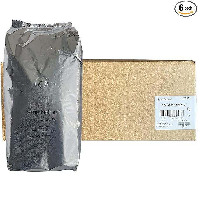 Farmer Brothers Signature Arabica Whole Bean Coffee – Case of Six 5 lb Bags (30 lbs) – Medium Roast with Toasted Grain Brown Sugar &amp Orange Notes – Premium Arabica Blend from Brazil &amp Uganda