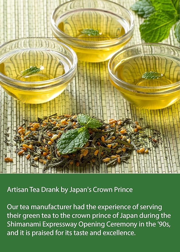 Kawashimaya Organic Genmaicha 12.69 oz (360g) - Japanese Green Tea with Roasted Brown Rice Loose Leaf Made in Japan