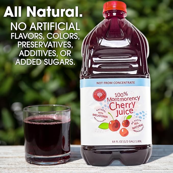 Cherry Bay Orchards Tart Montmorency Cherry Juice 64 oz Bottle (2 Pack total 128 ounces) - 100% Natural Tart Montmorency Cherry Juice Promotes Health and Wellbeing - Not from Concentrate