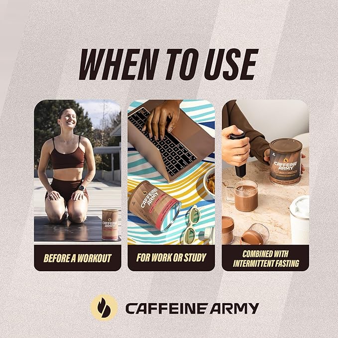 CAFFEINE ARMY ChocoVanilla | Comprehensive Functional Coffee with MCTs CoQ10 Collagen and Adaptogens: Clean Energy + Supports Daily Attention No Jitters or Crash (7.8 oz 22 Servings)