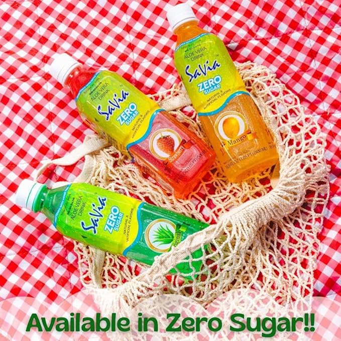 Savia - Watermelon Aloe Vera Drink Quality Aloe-Based Beverage Made with Real Aloe Pulp &amp Natural Delicious &amp Refreshing Vegetarian Gluten-Free Fat-Free (16.9oz 12-Pack)