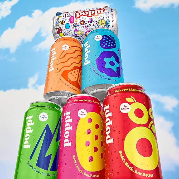 Poppi Sparkling Prebiotic Soda Beverage with Apple Cider Vinegar Seltzer Water and Fruit Juice New Obsessions Variety Pack 12 Fl Oz Pack of 12 Packaging May Vary