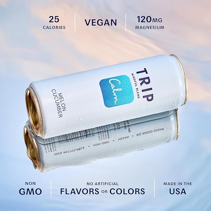 TRIP Lightly Sparkling Adaptogen Seltzer Non-Alcoholic Mocktail with Magnesium Ashwagandha Lions Mane &amp L Theanine No Added Sugar Vegan Original Variety Pack 12 Oz 12Pk