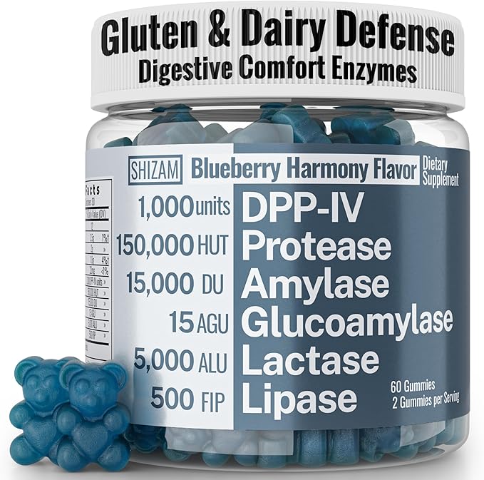 Gluten &amp Lactase Digestive Enzyme Gummies – Lactase Pancreatic Enzymes with DPP‑IV Lipase Gluco‑Amylase Lactase Drops Chewables Capsules Pills Powder Supplement Alt Pancreatic Support for Kids