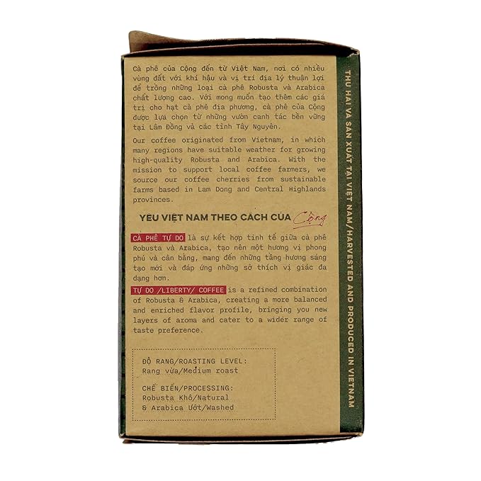 CONG CAPHE - TỰ DO - LIBERTY” Ground Coffee Vietnamese Coffee Robusta &amp Arabica Coffee Medium Roasted (Bag)