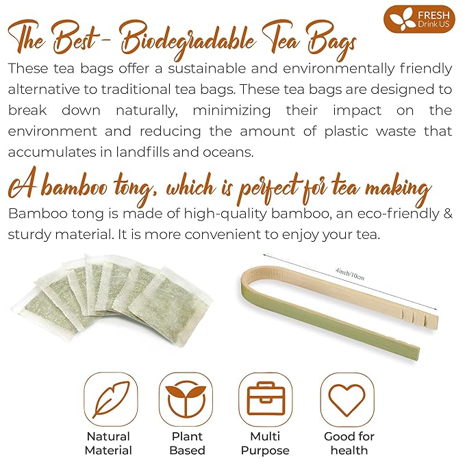 FreshDrinkUS Premium 135 Burdock Root Tea Bags 100% Natural &amp Pure. Made with Natural Material Tea Bags. No Sugar No Caffeine No Gluten Vegan.