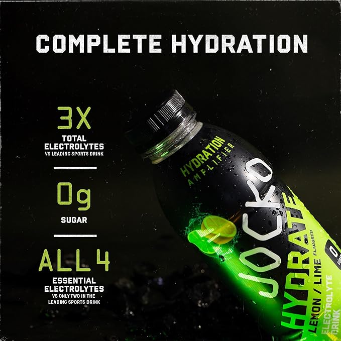 Jocko Fuel Hydrate Electrolyte Drinks - Sports Drink Hydration Amplifier Thirst Quencher - Scientifically Formulated Electrolyte Blend Lemon-Lime 16 Oz (12 Pack)