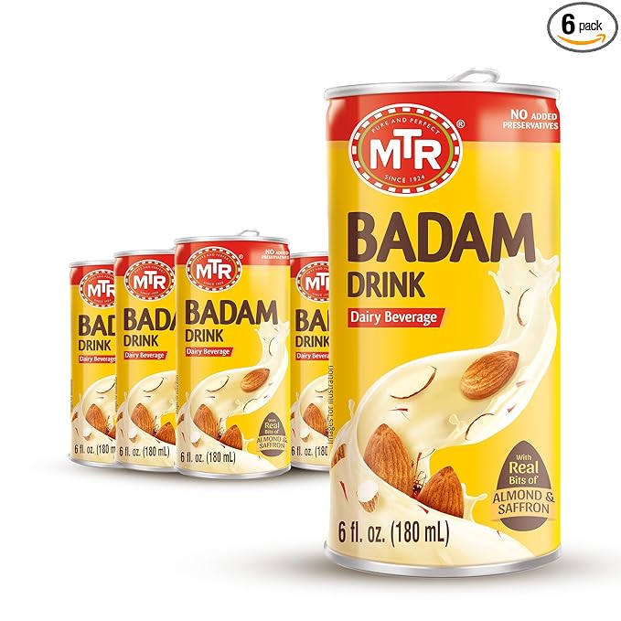 MTR Badam Drink Ready-to-Drink - Authentic Indian Almond Milk Beverage Real Bits of Almond &amp Saffron No Added Preservatives No Added Artificial Flavors &amp Colors Gluten-Free Refreshing Dr
