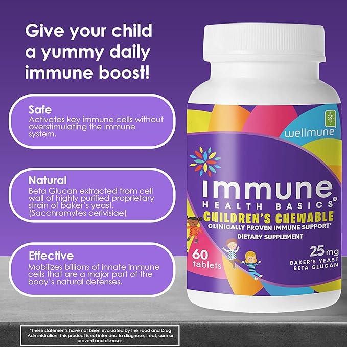 Children's Chewable Tablets Wellmune Clinically Proven Highly Purified Beta Glucan Immunity Supplements for Children Kids-Approved!