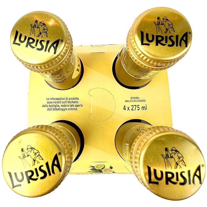 Lurisia Chinotto Italian Soda 4 x 9.3 Fl Oz (275ml) - Cola - Carbonated Sparkling Juice from Chinotto - Citrus Soft Drink - Non-Alcoholic Bitter Aperitif - Myrtle Leaf Orange Tree - Chinotto di Liguri