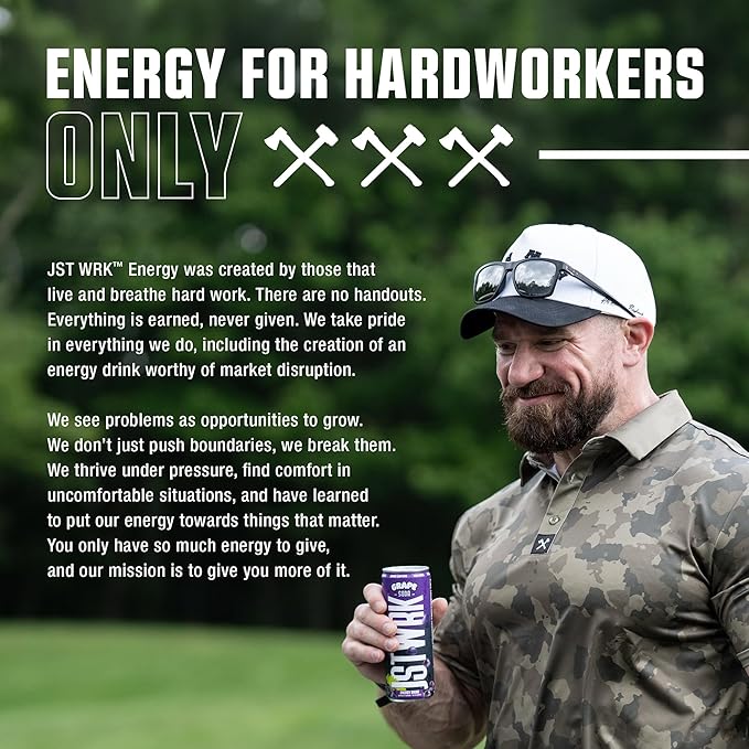 JST WRK Energy Drink - 12-Pack Sugar-Free Zero Calories No Sugar Alcohols 12 Fl Oz. 200 milligrams Caffeine (Orange Soda)