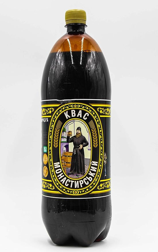Russian Kvass Monastirsky Classic Soft Drink Ukraine 2L (67.6 Fl Oz) Pack Of 6