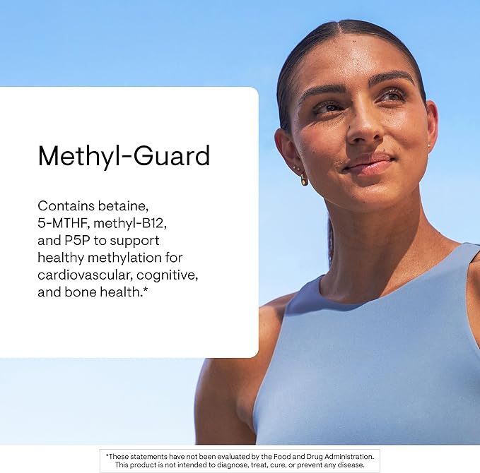 THORNE - Methyl-Guard - Supports Methylation for Healthy Heart Blood Vessels Brain &amp Bones* - Vitamins B6 &amp B12 Folate (5-MTHF) &amp Betaine - Gluten Dairy &amp Soy-Free - 180 Capsules