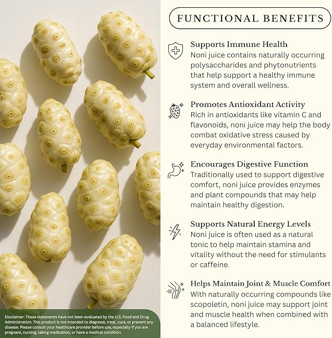Healing Noni - 100% Pure Noni Juice - USDA Organic Full Strength Wellness Drink Hawaiian-Grown Superfood - (32oz 1 Pack)